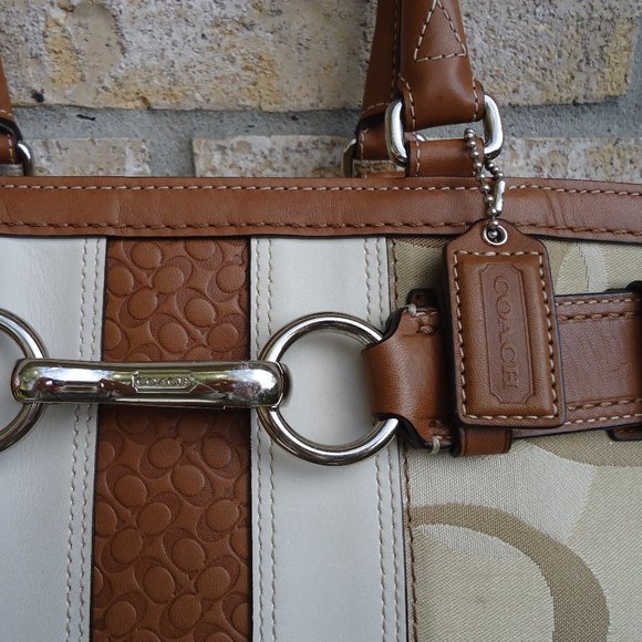 COACH HAMPTON Signature Canvas/Leather Satchel Bag
